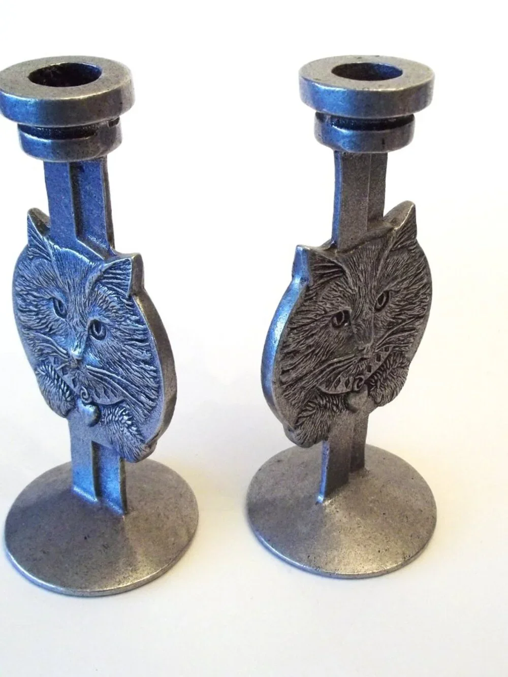 Vintage Cat Candlesticks, Carson Statesmetal, Set of 2, USA 1980s